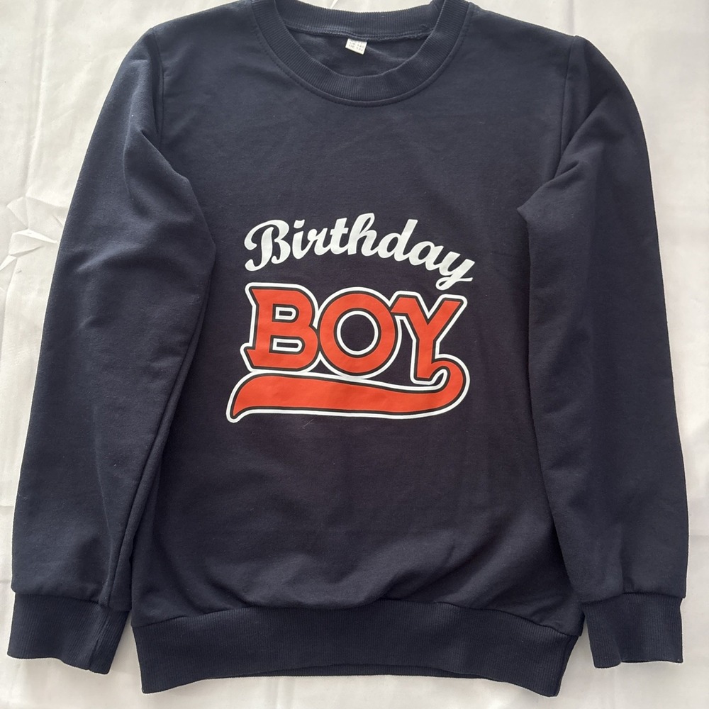 Birthday Boy Sweatshirt Size 7T Graphic Navy Blue Super Soft EUC
